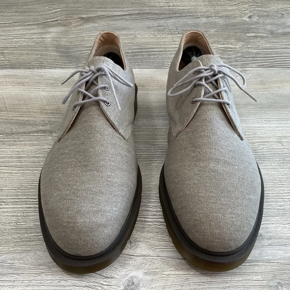 Dr Doc Martens Lester 3 Eye Canvas Oxford Casual Dress Shoes Gray Men's Size 14